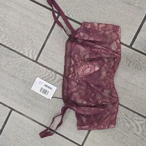 Wolford Deep Pad Lace Bralette – Sheer Bustier Top (Size 85E‎ / 38DD) NWT